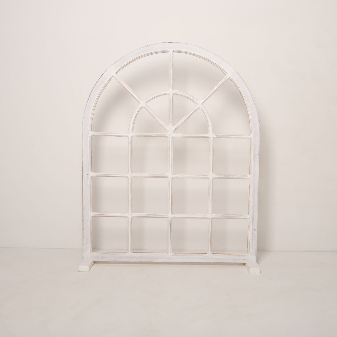 A beautifully crafted wooden arch frame prop, designed for baby and maternity photoshoots. Perfect for creating dreamy and elegant setups with its smooth curves and white finish.