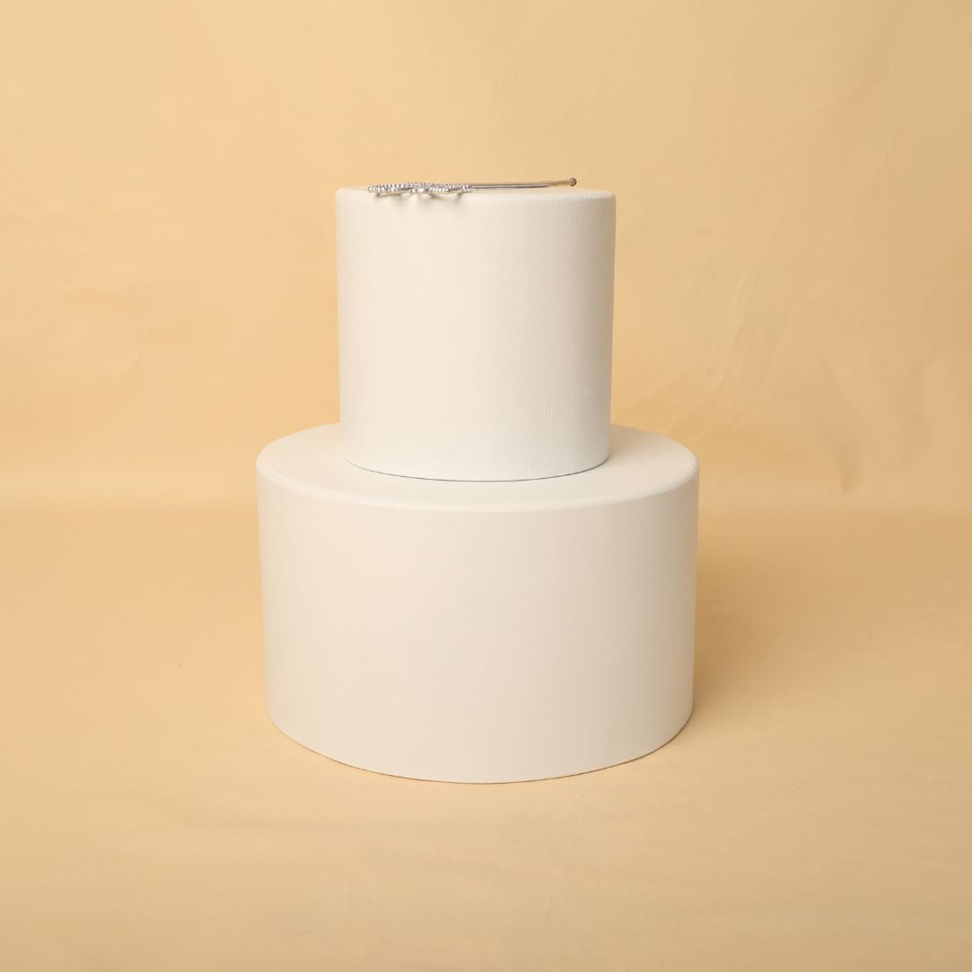 Large three-layer dummy cake prop for baby milestone photoshoots – ideal baby prop for photographers and prop shops