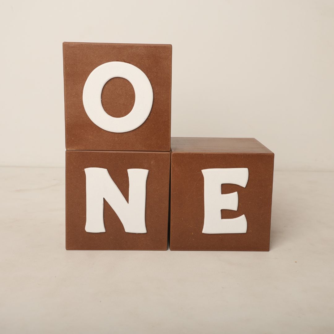 Box baby prop set with One and Two milestone numbers for baby photoshoots – perfect for first and second birthday photography setups