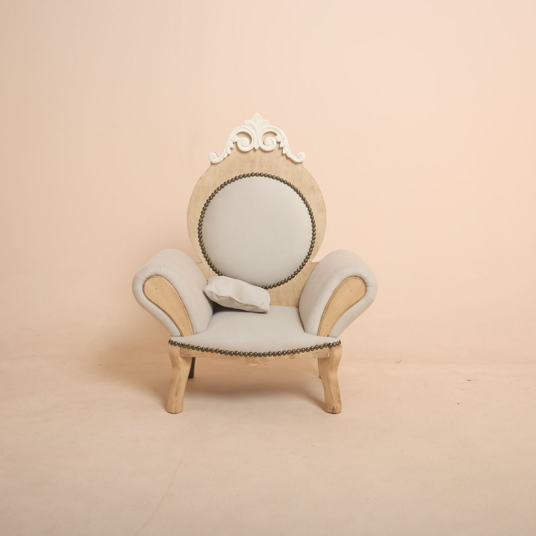 Front View Royal Sofa baby photoshoot prop with vintage luxury design for newborn and toddler photography.