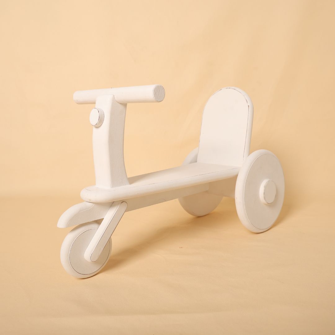 Cycle baby prop for baby photoshoot, handcrafted wooden design perfect for toddler and sitter milestone photography setups, available at baby prop store.