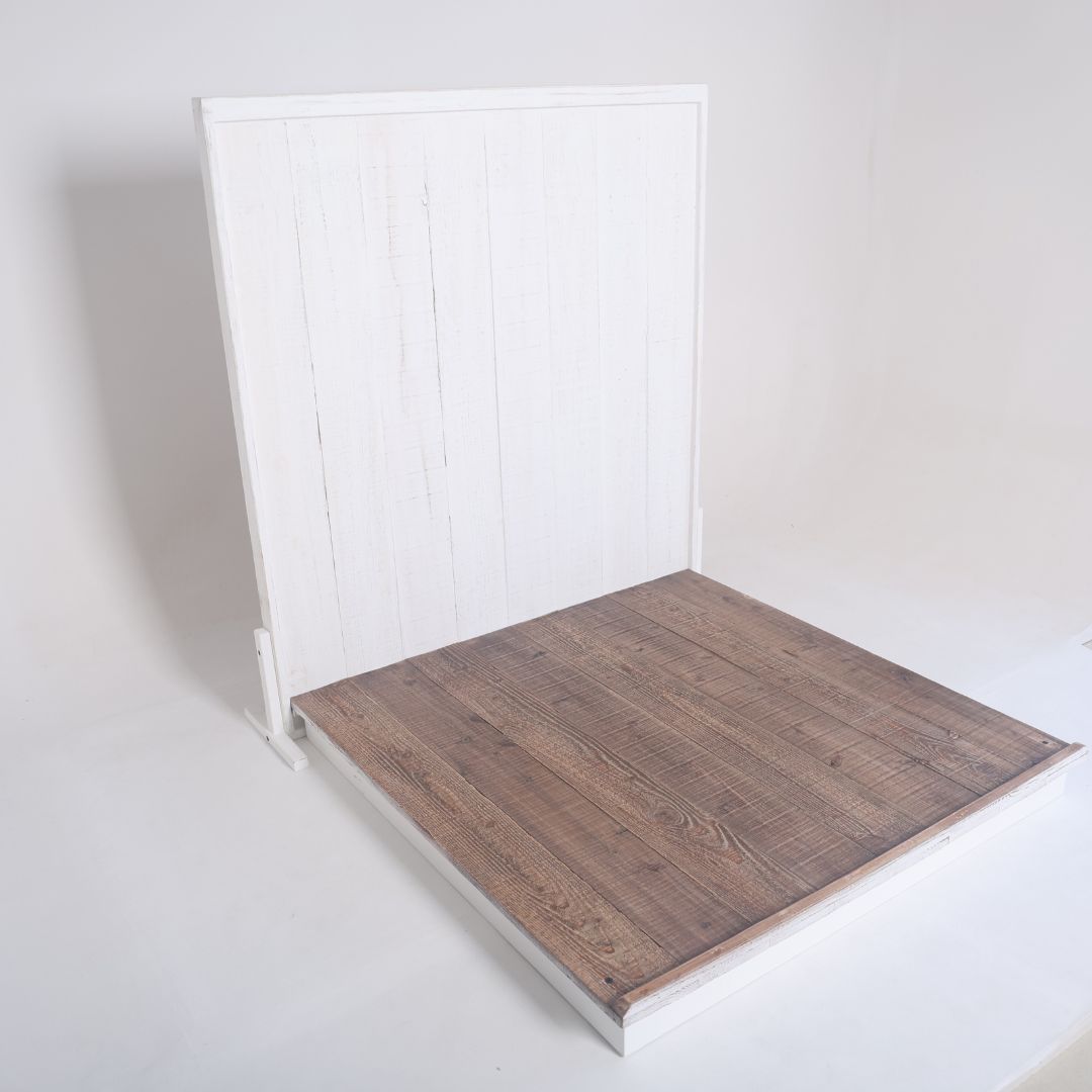 Rustic wooden planks floor and background setup for baby photoshoot studio – premium quality prop