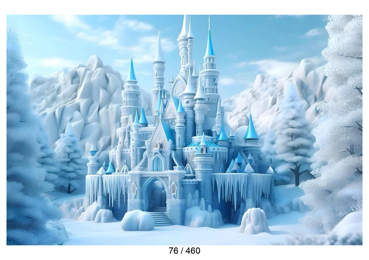 Building-themed baby photoshoot backdrop featuring charming houses, temples, and castles, perfect for creating magical and architectural photography settings.