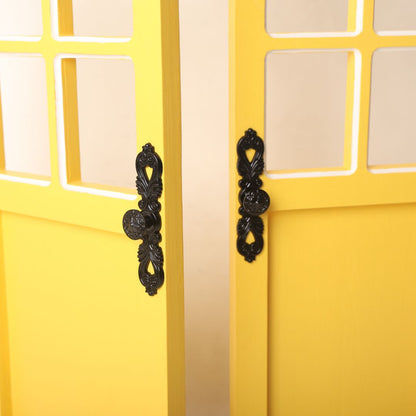 A vibrant yellow door prop designed for baby photoshoots, standing upright with a playful charm. The bright color adds warmth and cheer, making it an ideal backdrop for capturing adorable moments with newborns and toddlers.