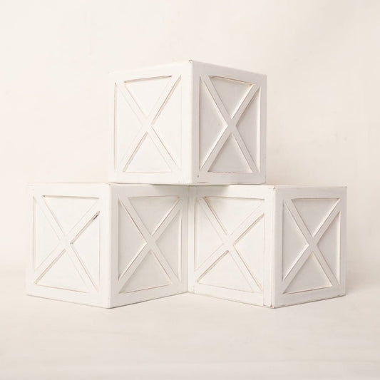 "One" & "Two" Milestone Boxes Baby Photoshoot Prop: A set of elegant "One" & "Two" milestone boxes, beautifully designed for baby photoshoots, displayed in a birthday-themed setup, adding charm and style to the scene.
