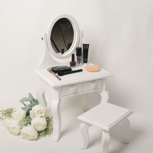 Miniature dressing table baby photoshoot prop with a matching stool, perfect for elegant and princess-themed photography setups.