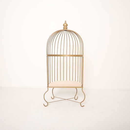 Metal cage prop for toddler baby photoshoot with elegant design, perfect for milestone and themed photography sessions.