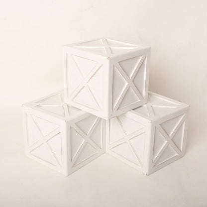 "One" & "Two" Milestone Boxes Baby Photoshoot Prop: A set of elegant "One" & "Two" milestone boxes, beautifully designed for baby photoshoots, displayed in a birthday-themed setup, adding charm and style to the scene.