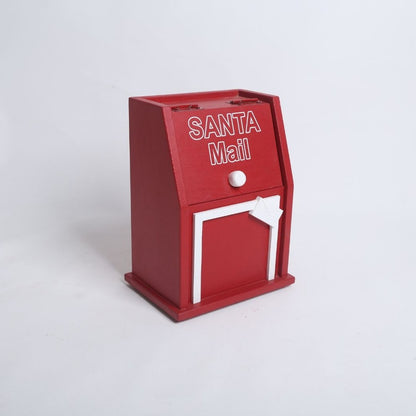 Classic red Santa mail box prop with festive details, ideal for baby photoshoots and Christmas-themed photography.