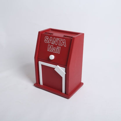 Classic red Santa mail box prop with festive details, ideal for baby photoshoots and Christmas-themed photography.