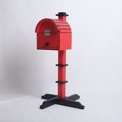 Red Santa Claus letterbox prop for baby photoshoots, perfect for Christmas-themed setups.