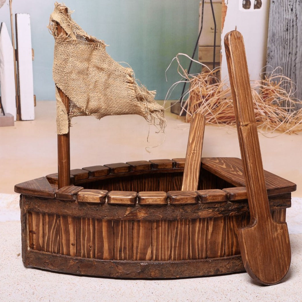 Pirate Boat Baby Prop for Photoshoots – Wooden Photography Prop for Newborn & Toddler Sessions