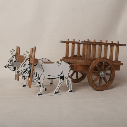 Traditional bullock cart baby prop designed for photoshoots, featuring a rustic design perfect for newborn and toddler photography sessions.