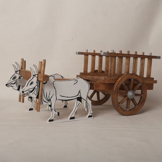 Traditional bullock cart baby prop designed for photoshoots, featuring a rustic design perfect for newborn and toddler photography sessions.