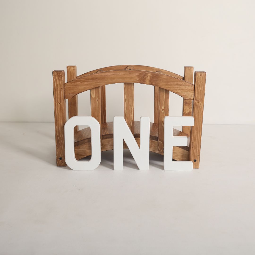 Wooden bridge baby prop for themed photoshoots - rustic and adorable outdoor shoots prop.