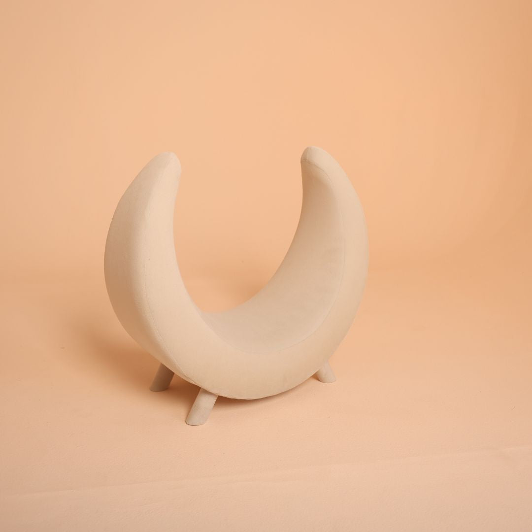 Crescent moon sofa baby prop for newborn and sitter photoshoot setup