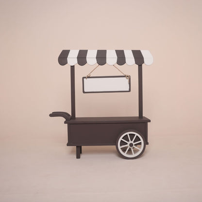 Multipurpose baby photoshoot cart prop for fruit, vegetable, candy, milk, or lemonade theme setups – versatile photography prop for newborn and toddler sessions.