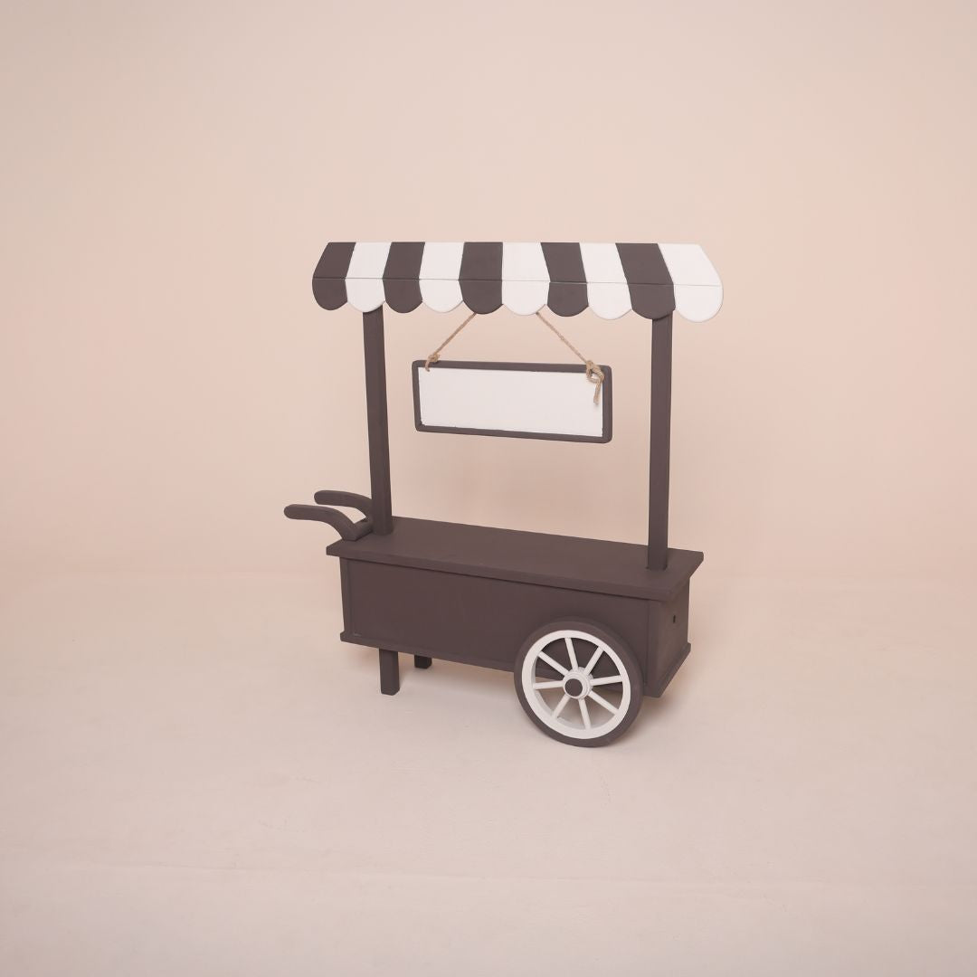Multipurpose baby photoshoot cart prop for fruit, vegetable, candy, milk, or lemonade theme setups – versatile photography prop for newborn and toddler sessions