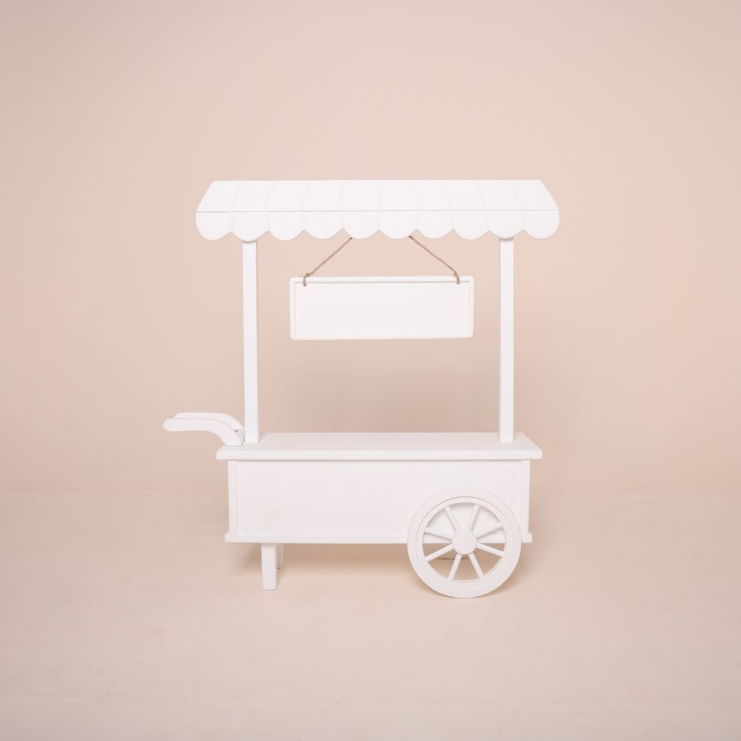 Multipurpose baby photoshoot cart prop for fruit, vegetable, candy, milk, or lemonade theme setups – versatile photography prop for newborn and toddler sessions