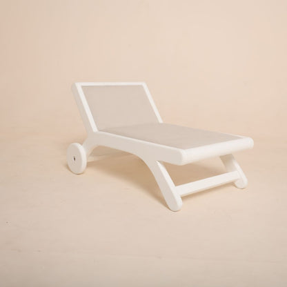 Wooden beach side bench baby photoshoot prop for seaside or summer photography theme setup.