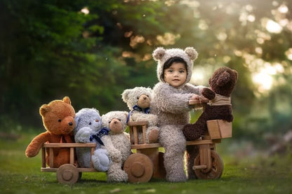 Photographer-friendly cycle baby prop with trolley for themed baby shoots