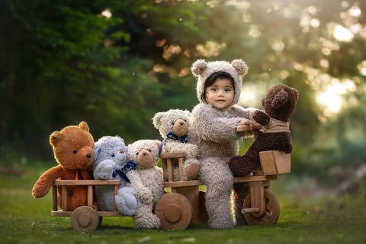 Photographer-friendly cycle baby prop with trolley for themed baby shoots