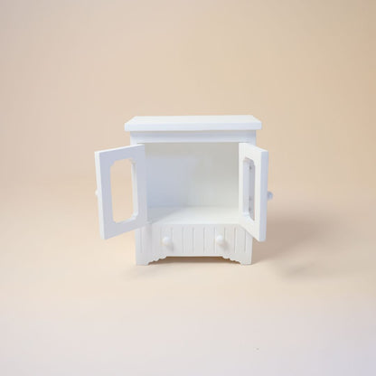 White dual color almirah baby photoshoot prop with open door for newborn and toddler photography