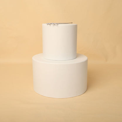 Large three-layer dummy cake prop for baby milestone photoshoots – ideal baby prop for photographers and prop shops