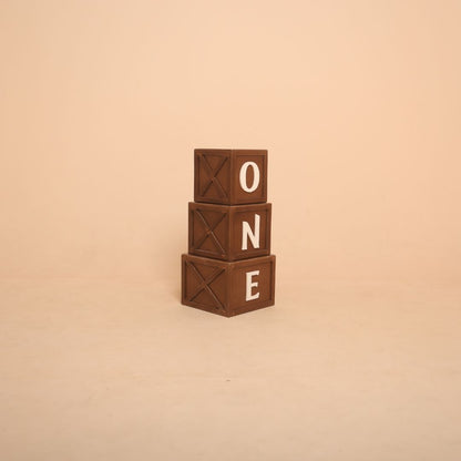 Milestone one and two boxes baby photoshoot prop, wooden number blocks for first and second birthday photography setups