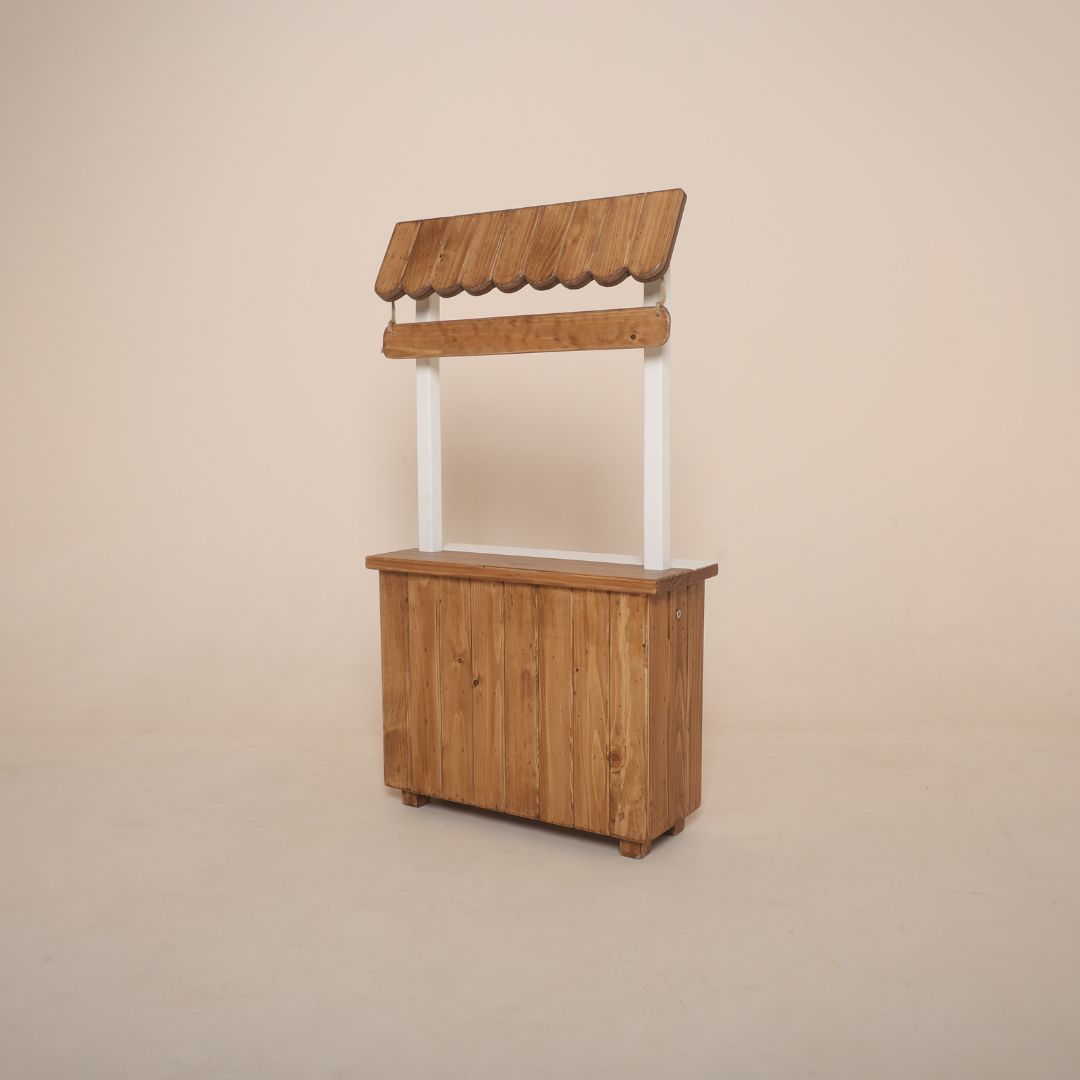 Multi-theme baby photoshoot prop cart for photographers – versatile wooden booth setup