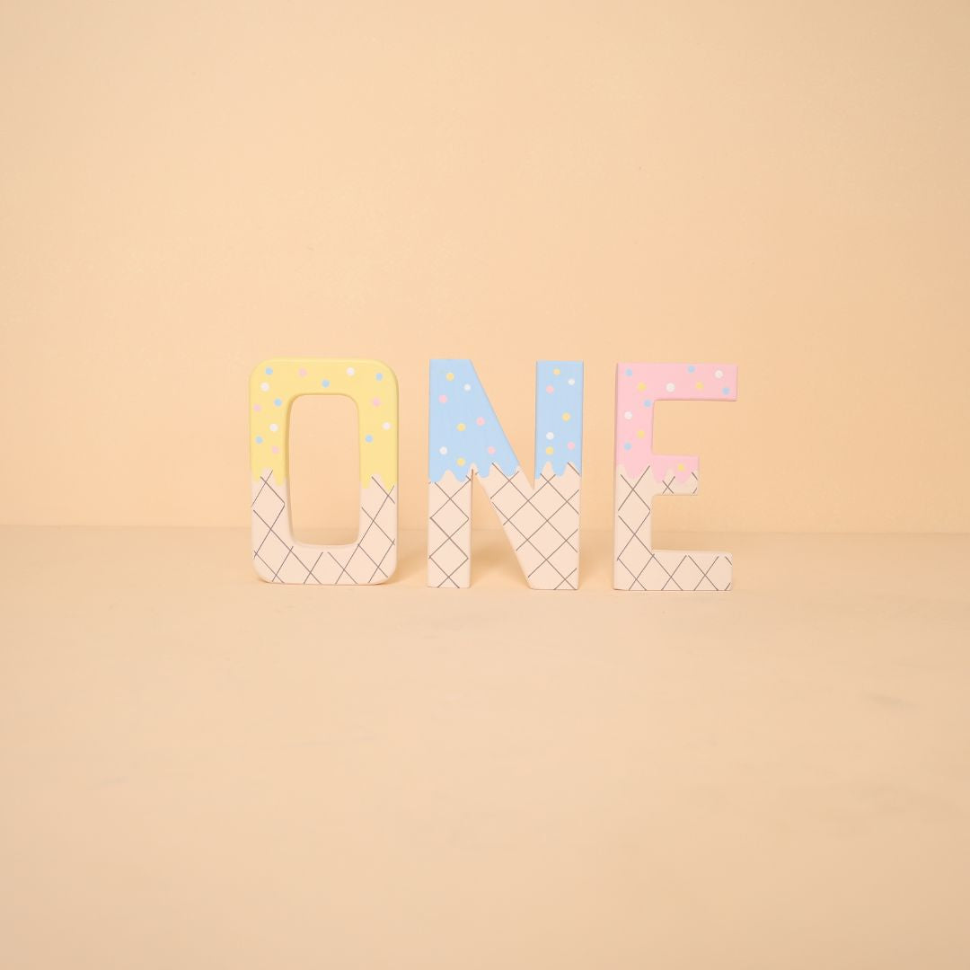 “O N E” wooden milestone prop for 1st birthday baby photoshoot setup – pre-birthday decoration