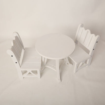Picnic party table and chair prop for toddlers, perfect for tea party and outdoor photoshoot themes.