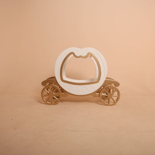 Princess carriage baby photoshoot prop for newborn baby in elegant fairytale theme setup