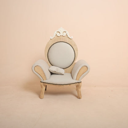 Front View Royal Sofa baby photoshoot prop with vintage luxury design for newborn and toddler photography.