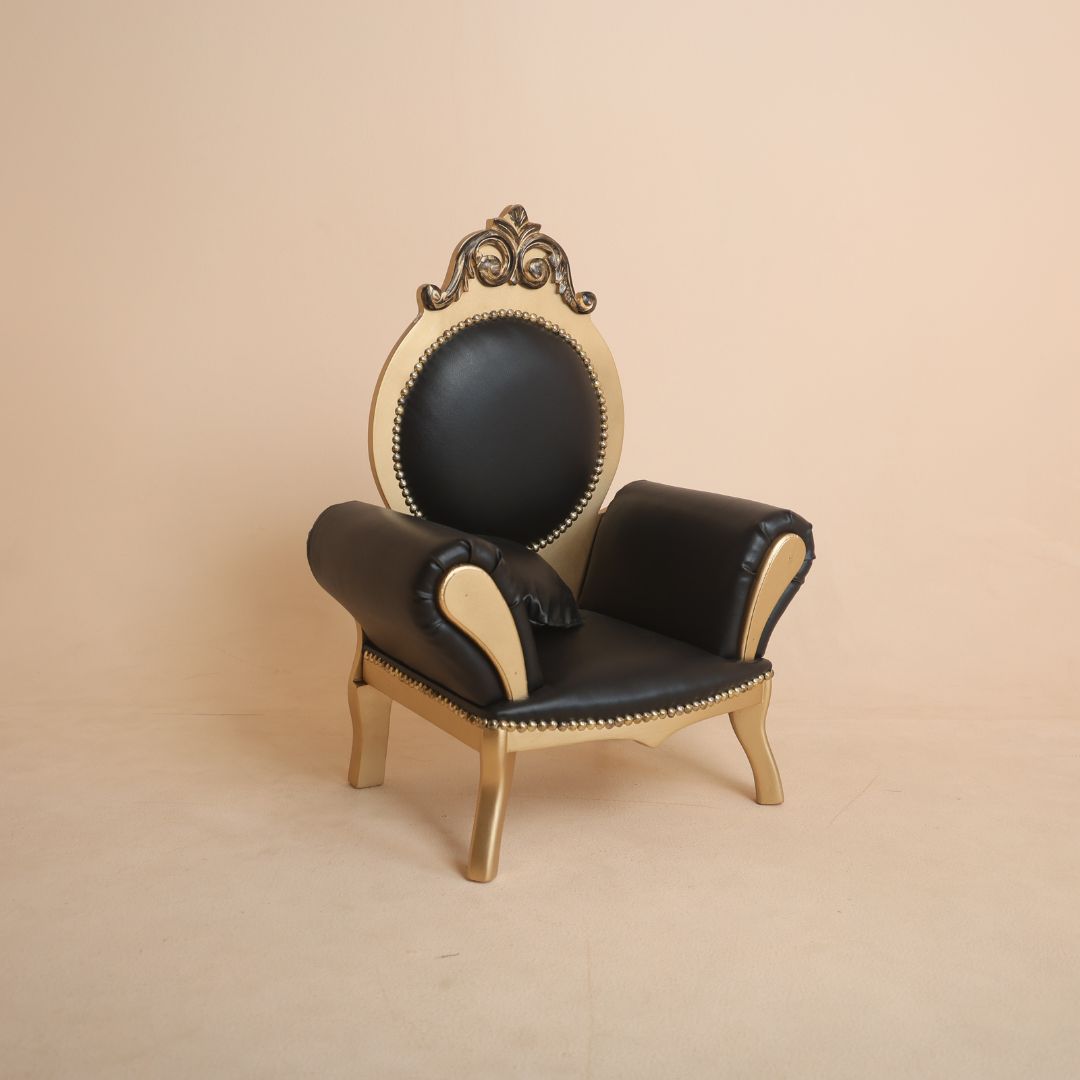 Royal black and golden sofa prop for newborn and toddler baby photoshoot