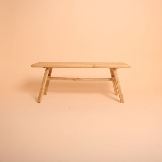 Rustic wooden bench prop for family portraits, Christmas shoots, maternity sessions, and fashion photoshoots.