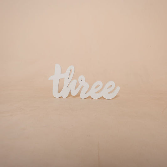 Bright and cheerful Three Birthday Prop featuring a 'three' for third-year photography setups