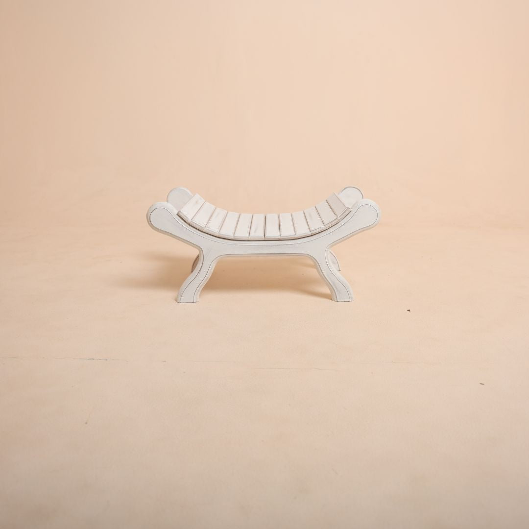 White bench baby photoshoot prop for newborn photography