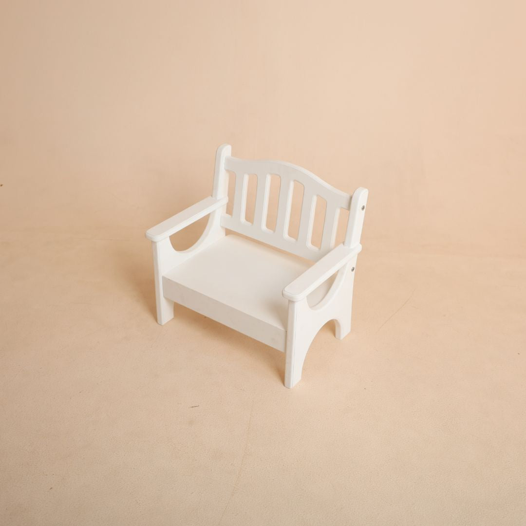 Wooden bench baby prop ideal for baby photography setups and studio shoots